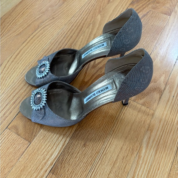Manolo Blahnik Gray Embellished Heels - Picture 2 of 4